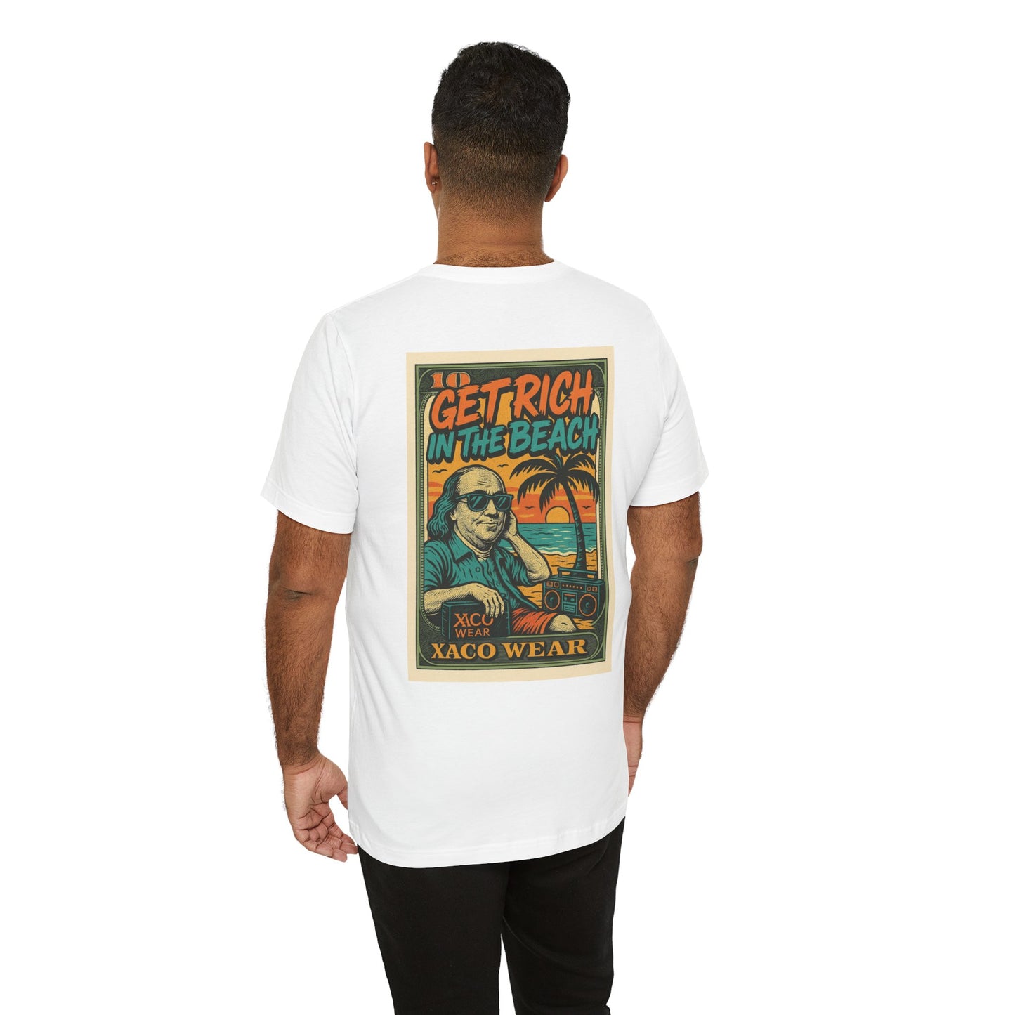 Retro Beach Themed Unisex Tee - Get Rich in the Beach Design