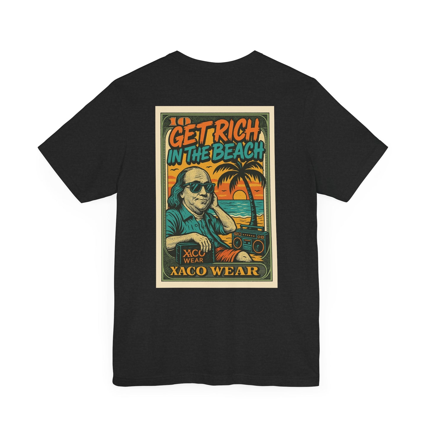 Retro Beach Themed Unisex Tee - Get Rich in the Beach Design