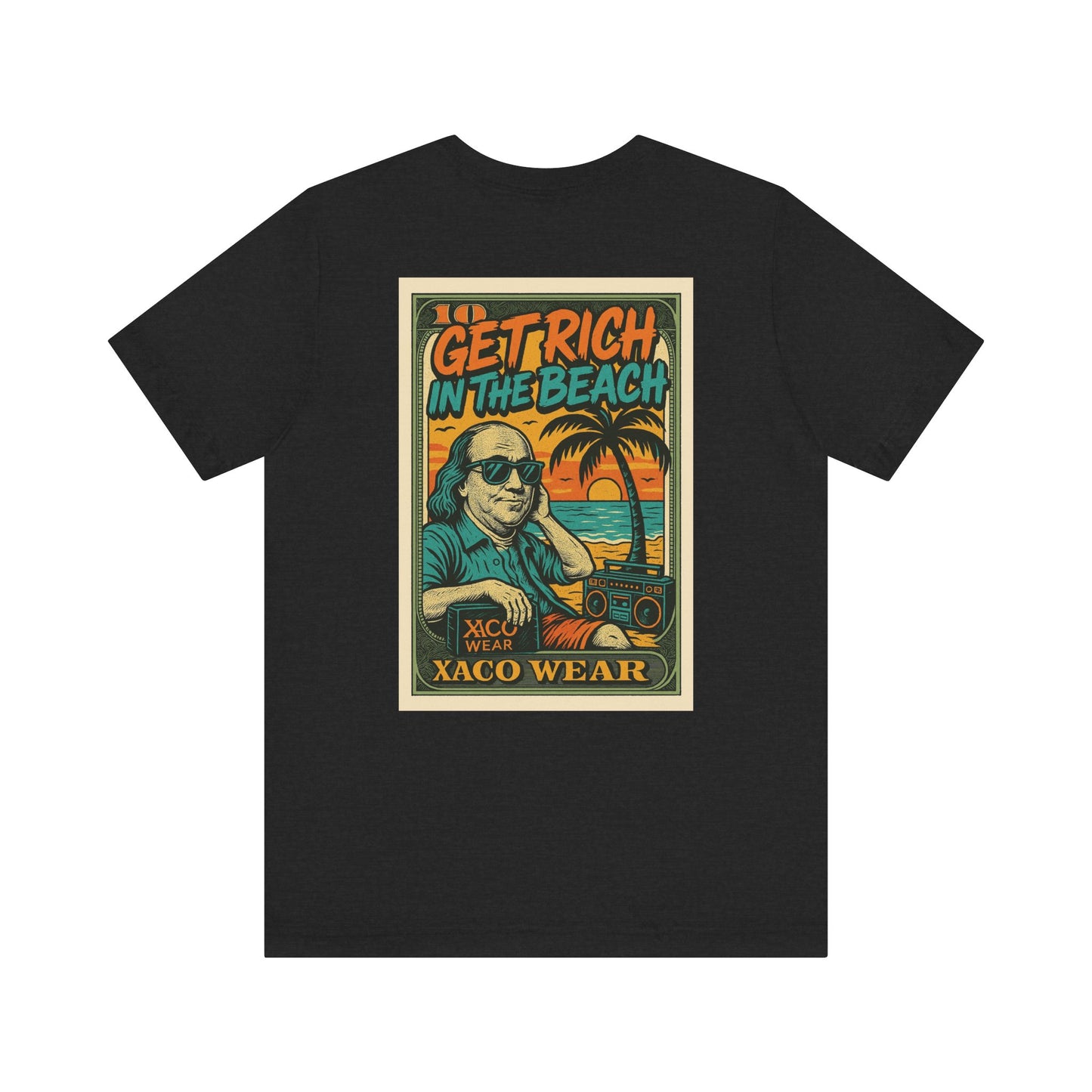 Retro Beach Themed Unisex Tee - Get Rich in the Beach Design