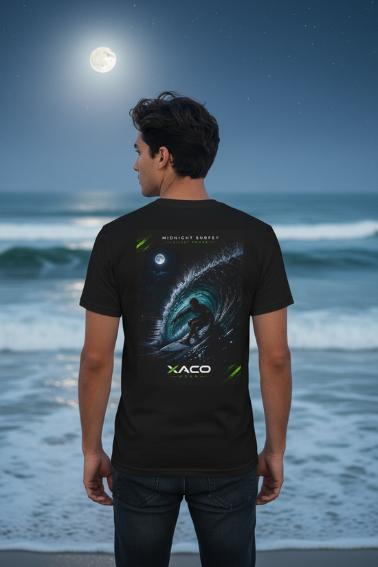 Mockup Midnight Surfer en la playa